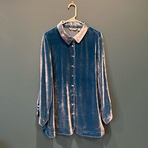 Soft Surroundings XL Blue Velvet Tunic, Blouse, Top, Jacket excellent condition